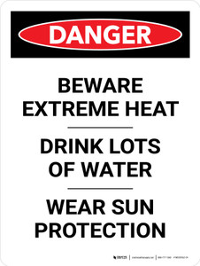 Danger: Beware Extreme Heat Portrait - Wall Sign