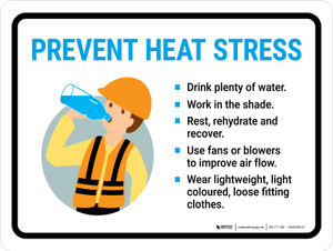 Prevent heat stress Dehydration Safety Landscape - Wall Sign Prevent heat stress Dehydration Safety Landscape - Wall Sign