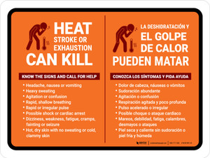 Bilingual Heat Stroke Or Exhaustion Can Kill Landscape - Wall Sign Bilingual Heat Stroke Or Exhaustion Can Kill Landscape - Wall Sign