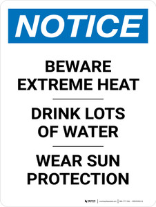 Notice: Portrait Beware Extreme Heat Portrait - Wall Sign