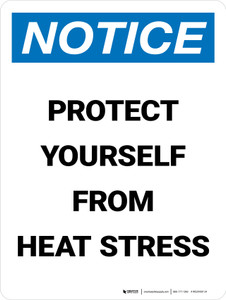 Notice: Portrait Protect Yourself From Heat Stress Portrait - Wall Sign
