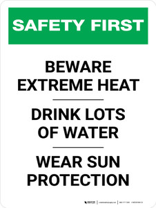 Safety First: Beware Extreme Heat Portrait - Wall Sign