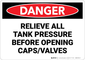 Danger: Relieve All Tank Pressure Before Opening Caps and Valves - Wall Sign