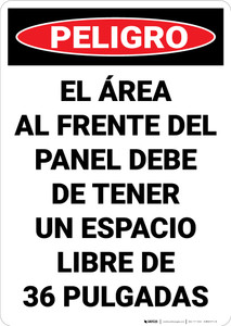 Danger: Keep Electrical Panel Clear Spanish - Wall Sign