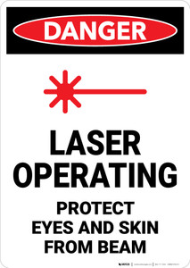 Danger: Laser Operating Protect Eyes and Skin From Beam - Wall Sign