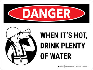 Danger: When Its Hot Drink Plenty Of Water Landscape - Wall Sign Danger: When Its Hot Drink Plenty Of Water Landscape - Wall Sign