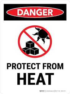 Danger: Protect From Heat Portrait - Wall Sign