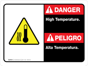 Danger: High Temperature Bilingual Spanish Landscape - Wall Sign
