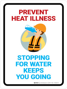 Stopping For Water Keeps You Going Prevent Heat Illness Portrait - Wall Sign