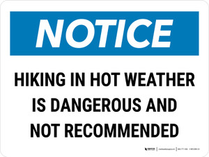 Notice: Hiking In Hot Weather Is Dangerous Landscape - Wall Sign
