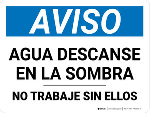 Notice: Water Rest Shade Don't Work Without Them Spanish Landscape - Wall Sign