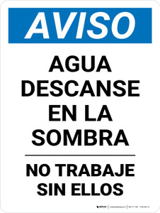 Notice: Water Rest Shade Don't Work Without Them Spanish Portrait - Wall Sign