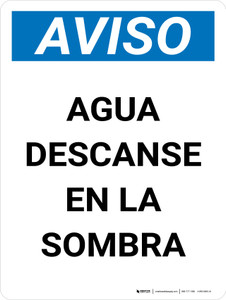 Notice: Water Rest Shade Spanish Portrait - Wall Sign