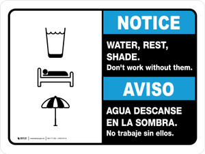 Notice: Water Rest Shade Don't Work Without Them Bilingual Spanish Landscape - Wall Sign