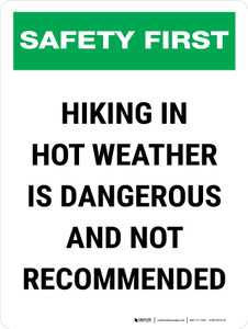 Safety First: Hiking In Hot Weather Is Dangerous Portrait - Wall Sign