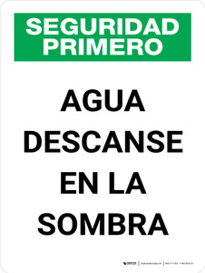 Safety First: Water Rest Shade Spanish Portrait - Wall Sign