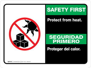 Safety First: Protect From Heat Bilingual Spanish Landscape - Wall Sign