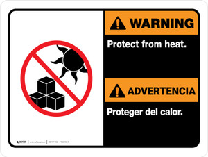 Warning: Protect From Heat Bilingual Spanish Landscape - Wall Sign