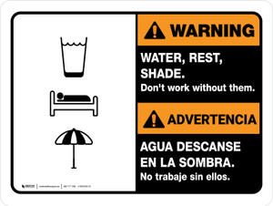 Warning: Water Rest Shade Don't Work Without Them Bilingual Spanish Landscape - Wall Sign