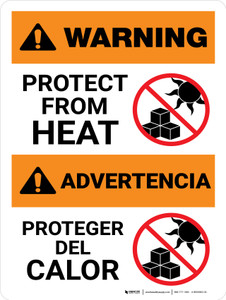 Warning: Protect From Heat Bilingual Spanish Portrait - Wall Sign