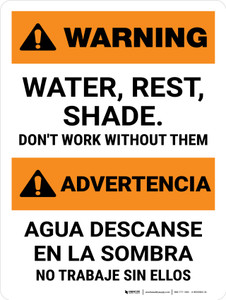 Warning: Water Rest Shade Don't Work Without Them Bilingual Spanish Portrait - Wall Sign