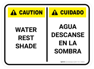 Caution: Portrait Water Rest Shade Bilingual Spanish Rectangular - Floor Sign