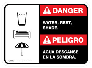 Danger: Water Rest Shade Bilingual Spanish Rectangular - Floor Sign