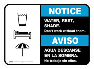 Notice: Water Rest Shade Don't Work Without Them Bilingual Spanish Rectangular - Floor Sign