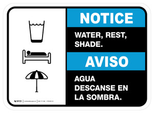 Notice: Water Rest Shade Bilingual Spanish Rectangular - Floor Sign
