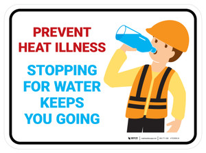 Stopping For Water Keeps You Going Prevent Heat Illness Rectangular - Floor Sign