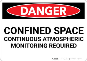 Danger: Confined Space Continuous Atmospheric Monitoring - Wall Sign