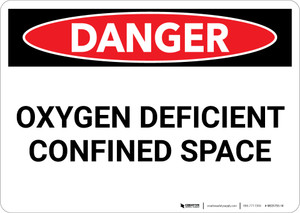 Danger: Oxygen Deficient Confined Space - Wall Sign