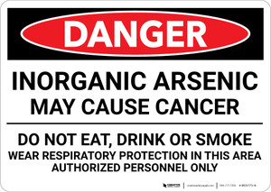Danger: Inorganic Arsenic May Cause Cancer Do Not Eat Drink Smoke - Wall Sign