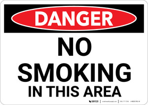 Danger: No Smoking In This Area - Wall Sign
