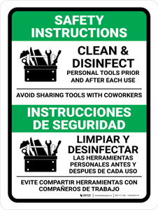 Safety Instructions Bilingual Spanish Portrait - Wall Sign