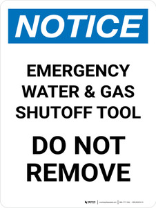 Notice: Emergency Water And Gas Shutoff Tool Portrait - Wall Sign