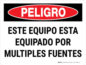Danger: This Equipment Is Powered By Multiple Sources Spanish Landscape - Wall Sign
