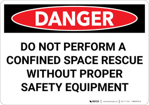 Danger: Do Not Perform a Confined Space Rescue Without PPE - Wall Sign