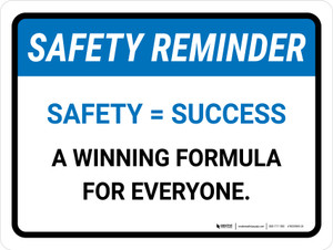 Safety Reminder: Safety = Success Landscape - Wall Sign