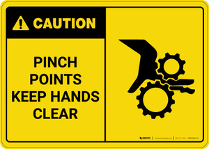 Caution: Warning Pinch Points Keep Hands Clear - Wall Sign