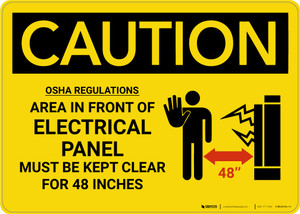 Caution: Electrical Panel Keep Clear With Graphic - Wall Sign