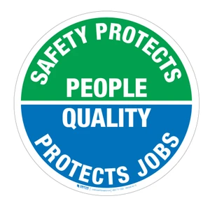 Safety Protects People / Quality Protects Jobs - Circular Wall Sign