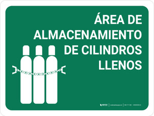 Área de almacenamiento de cilindros llenos con icono Horizontal - Wall Sign