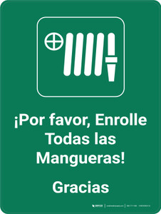 Por favor, Enrolle Todas las Mangueras con Icono - Wall Sign