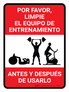 Por Favor, Limpie el Equipo de Entrenamiento Antes y Después de Usarlo - Wall Sign