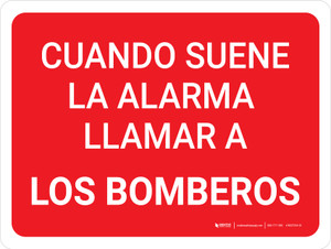 Cuando Suene la Alarma Llame a los Bomberos Rojo Horizontal - Wall Sign