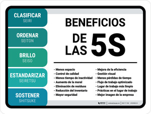 5S Beneficios de Lean Horizontal - Wall Sign