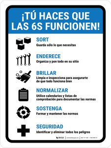 Tú Haces que las 6S Funcionen Vertical - Wall Sign