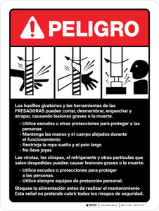 Peligro - Directrices de la Fresadora ANSI - Wall Sign