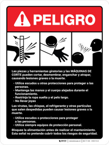 Peligro - Directrices de la Máquina de Corte ANSI - Wall Sign